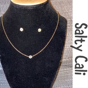 Salty Cali 925 silver/18k gold plated Bloom necklace & Daisy earrings set-EUC